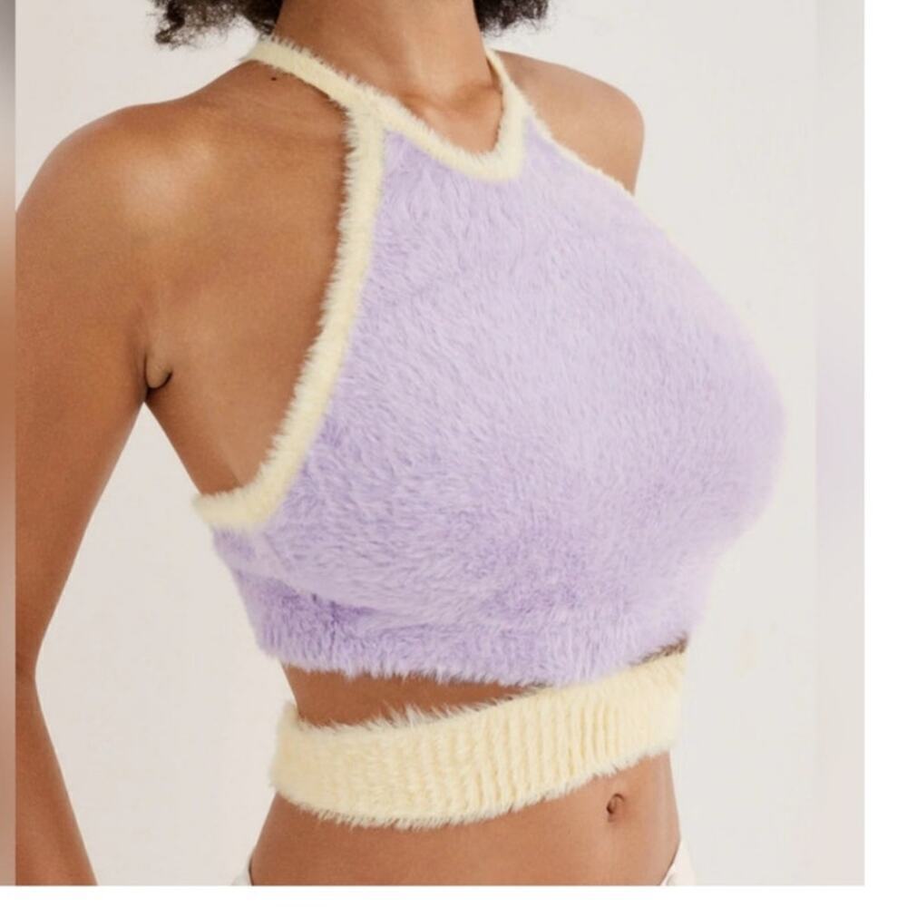 NWT For Love and Lemons Shelia and Maureen Cropped Sweater Yellow Purple Set S - Picture 6 of 14